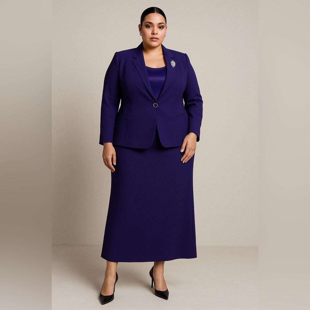 StylePerfect Three-Piece Purple Skirt Suit – Size 16 Plus